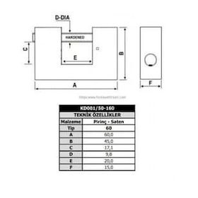Kale Kilit KD001/50-160 60 mm Prinç Kayar Milli Pimli Saten Asma Kilit
