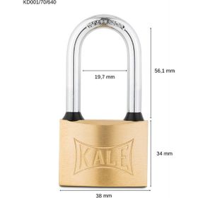 Kale Sarı 40 mm Uzun Asma Kilit