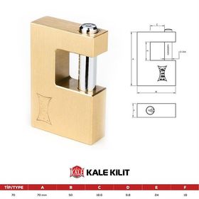 Kale Sarı 70 mm KD00150-270Kayar Milli Pirinç Asma Kilit
