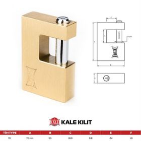 Kale Sarı 70 mm KD00150-270Kayar Milli Pirinç Asma Kilit