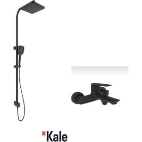 Kale Tandem Banyo Bataryası ve Rain Square Push Button Siyah Duş Barı