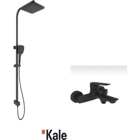 Kale Tandem Banyo Bataryası ve Rain Square Push Button Siyah Duş Barı