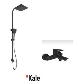 Kale Tandem Banyo Bataryası ve Rain Square Push Button Siyah Duş Barı