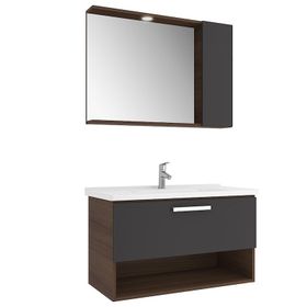 Kale Trevi 100 cm Antrasit-Ceviz Banyo Dolabı