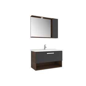 Kale Trevi 100 cm Antrasit-Ceviz Banyo Dolabı