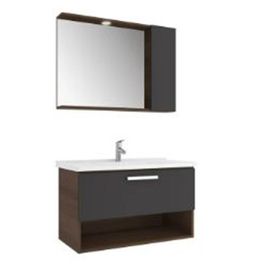Kale Trevi 100 cm Antrasit-Ceviz Banyo Dolabı