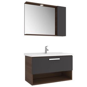 Kale Trevi 100 cm Antrasit-Ceviz Banyo Dolabı