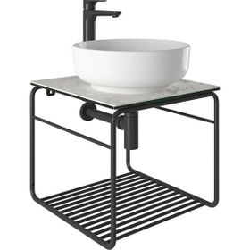 Kale Volo 45 CM Yuvarlak Beyaz Lavabolu Metal Banyo Mobilya Seti