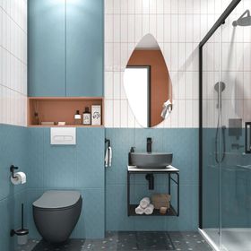 Kale Volo 45 CM Yuvarlak Mat Antrasit Lavabolu Metal Banyo Mobilya Seti