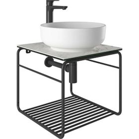 Kale Volo 45 CM Yuvarlak Mat Beyaz Lavabolu Metal Banyo Mobilya Seti