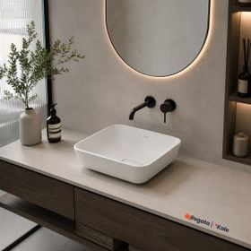 Kale Zero 2.0 40x40 cm Mat Beyaz Kare Çanak Lavabo