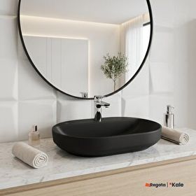 Kale Zero 2.0 60x40 cm Mat Siyah Yarı Gömme Oval Lavabo