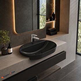 Kale Zero 2.0 60x40 cm Siyah Yarı Gömme Oval Lavabo