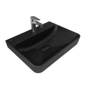 Kale Zero 2.0 60x45 cm Armatür Bantlı Dikdörtgen Tezgah Üzeri Siyah Lavabo