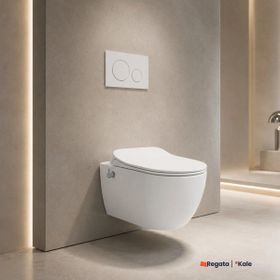 Kale Zero 2.0 Termal Musluk Entegreli Kanalsız Asma Klozet ve Mat Beyaz Ultra Slim Yavaş Kapanan Klozet Kapağı