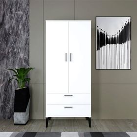 Kalender Dekor Kamila-1 2 Kapaklı 2 Çekmeceli Beyaz Gardırop