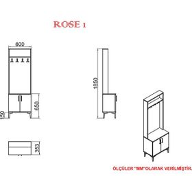 Kalender Dekor Rose-1 Kahverengi Portmanto Vestiyer Ayakkabılık