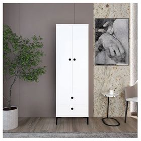 Kalender Dekor Silvia-1 2 Kapaklı 2 Çekmeceli Beyaz Gardırop