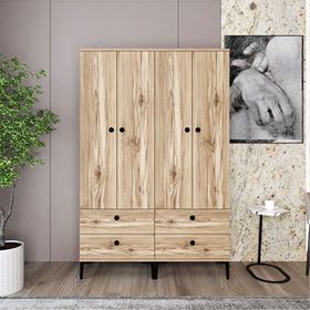 Kalender Dekor Silvia-11 4 Kapaklı 4 Çekmeceli Atlantik Çam Gardırop