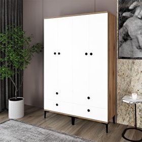 Kalender Dekor Silvia-11 SLV02 Çok Renkli 4 Kapaklı 4 Çekmeceli Gardrop