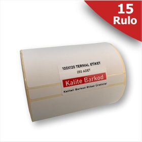 Kalite Barkod 120x100 15 Rulo 3750 Adet Termal Barkod Etiketi