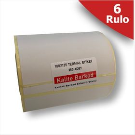 Kalite Barkod 120x100 6 Rulo 1500 Adet Termal Barkod Etiketi