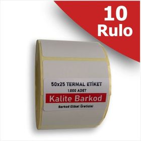 Kalite Barkod 25x50 10 Rulo 10000 Adet Termal Barkod Etiketi