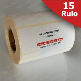 Kalite Barkod 40x100 15 Rulo 11250 Adet Termal Barkod Etiketi