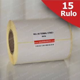 Kalite Barkod 50x100 15 Rulo 7500 Adet Termal Barkod Etiketi