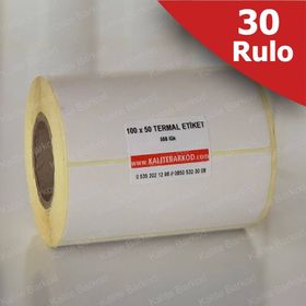 Kalite Barkod 50x100 30 Rulo 15000 Adet Termal Barkod Etiketi