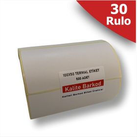 Kalite Barkod 50x100 30 Rulo 15000 Adet Termal Barkod Etiketi