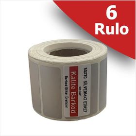 Kalite Barkod 50X20 mm Silvermat 6 Rulo Metalize Barkod Etiketi