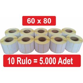 Kalite Barkod 60x80 10 Rulo 5000 Adet Termal Barkod Etiketi
