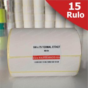 Kalite Barkod 75x100 15 Rulo 5250 Adet Termal Barkod Etiketi