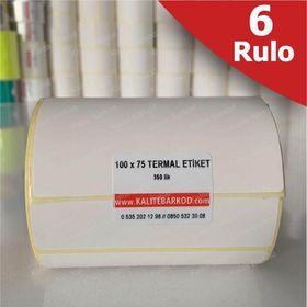 Kalite Barkod 75x100 6 Rulo 2100 Adet Termal Barkod Etiketi