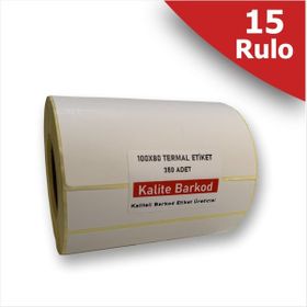 Kalite Barkod 80x100 15 Rulo 6000 Adet Termal Barkod Etiketi