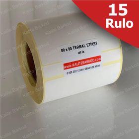 Kalite Barkod 80x80 6 Rulo 2100 Adet Termal Barkod Etiketi