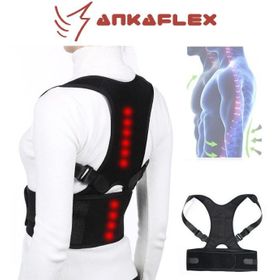 Kambur Önleyici Omuz Dik Durus Korsesi Unisex Siyah Deri Desenli Kemerli Ayarlanabilir