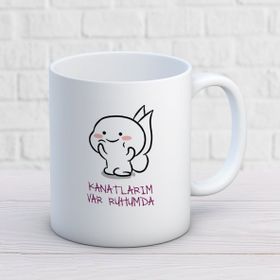 Kanatlarım Var Ruhumda İki Tarafı Baskılı Kupa
