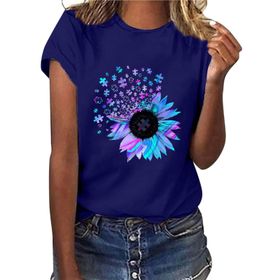Kanpola R Mavi Gömlek Tarz Uzun Kısa Kollu Çiçek Baskılı Tunik Yazlık Üst Giyim Yakalı Gündelik A Bluz Tarz Kadın T-shirt