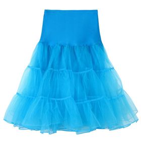 Kanpola Rockabilly A-Line Jüpon Çok Katmanlı Dantel Gök Mavisi-A Kadın Etek