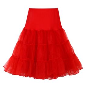 Kanpola Rockabilly A-Line Jüpon Çok Katmanlı Dantel Kırmızı Kadın Etek