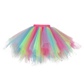 Kanpola Rockabilly Vintage Düzensiz Tül Elastik Bel Jüpon 3-Sıcak Pembe Kadın Etek