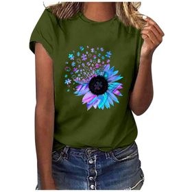 Kanpola S Yeşil Gömlek Tarz Uzun Kısa Kollu Çiçek Baskılı Tunik Yazlık Üst Giyim Yakalı Gündelik A Bluz Tarz Kadın T-shirt