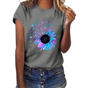 Kanpola T Gri Gömlek Tarz Uzun Kısa Kollu Çiçek Baskılı Tunik Yazlık Üst Giyim Yakalı Gündelik A Bluz Tarz Kadın T-shirt