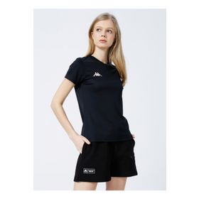 Kappa 331E2IWA01-3 W Kombat Dhola Bisiklet Yaka Regular Fit Düz Siyah Kadın T-Shirt