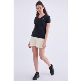 Kappa 361D5Uw005 W Logo Cabou Bisiklet Yaka Regular Fit Düz Siyah Kadın T-Shirt