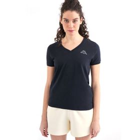 Kappa 361D5Uw005 W Logo Cabou Bisiklet Yaka Regular Fit Düz Siyah Kadın T-Shirt