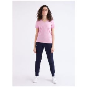 Kappa 361D5Uwx5W W Logo Cabou Bisiklet Yaka Regular Fit Düz Pembe Kadın T-Shirt