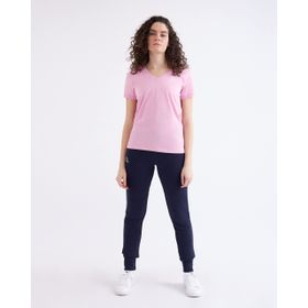 Kappa 361D5Uwx5W W Logo Cabou Bisiklet Yaka Regular Fit Düz Pembe Kadın T-Shirt